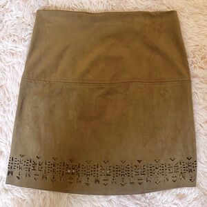 Camel colored faux suede chic mini skirt.